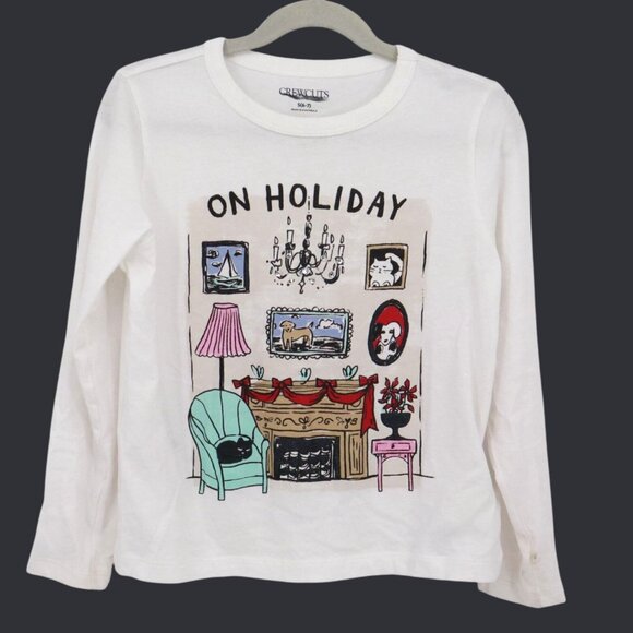 Crewcuts On Holiday Graphic T-Shirt Girls S(6-7) White Casual Playful School NWD - Picture 2 of 13